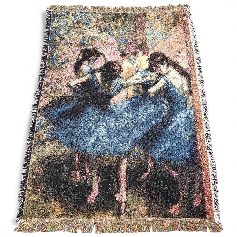 Vtg Dancers Jacquard Woven textile Tapestry by Edgar Degas Made In‎ USA  60x44